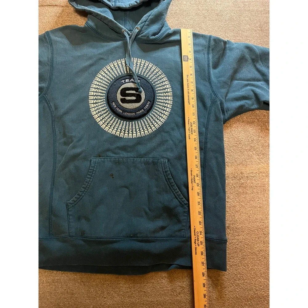 Supreme Team S Logo Hoodie Teal Heavyweight Sweatshirt Mens XL Skater HipHop